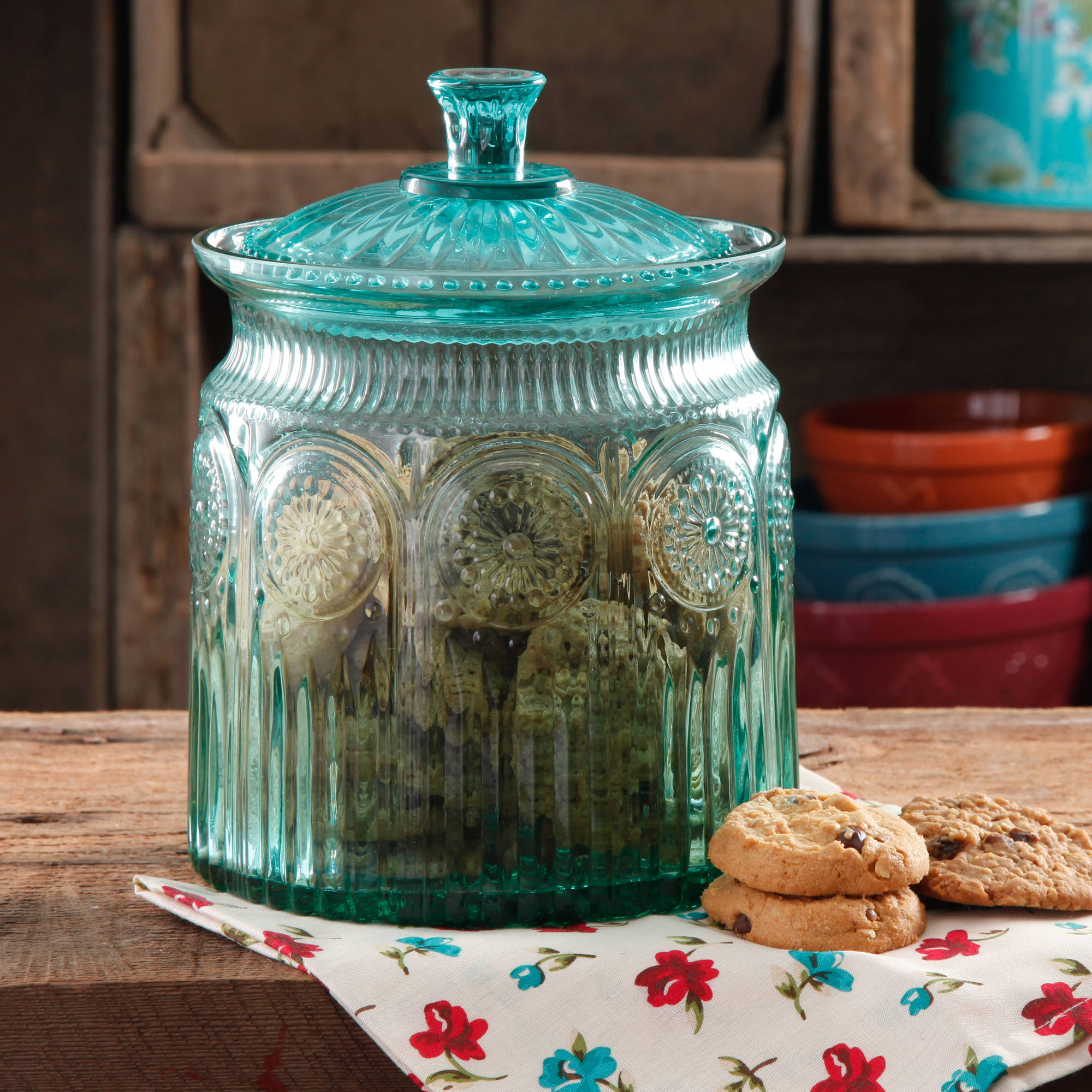 Adeline Turquoise Glass Cookie Jar | Everything Turquoise