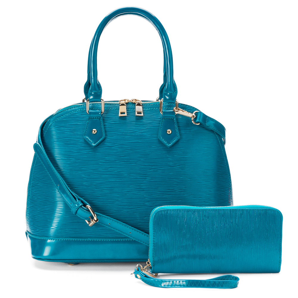 Deluxity 2-in-1 Eva Dome Turquoise Satchel with Wallet