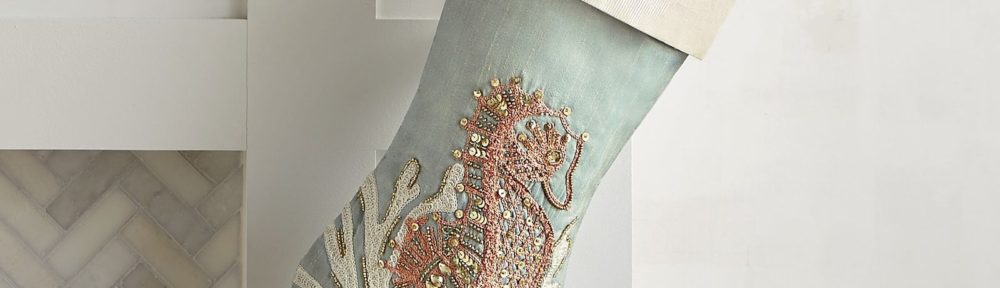 Embroidered Seahorse Stocking