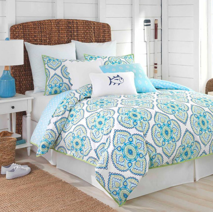 turquoise blue bed throw
