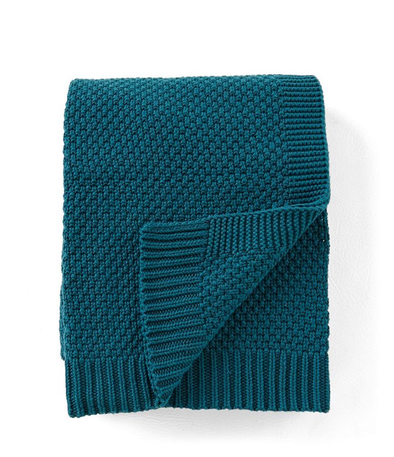 Teal Textured Knit Cotton Throw | Everything Turquoise