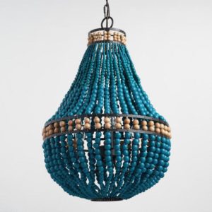 Turquoise Wood Bead Teardrop 3 Light Chandelier Everything Turquoise