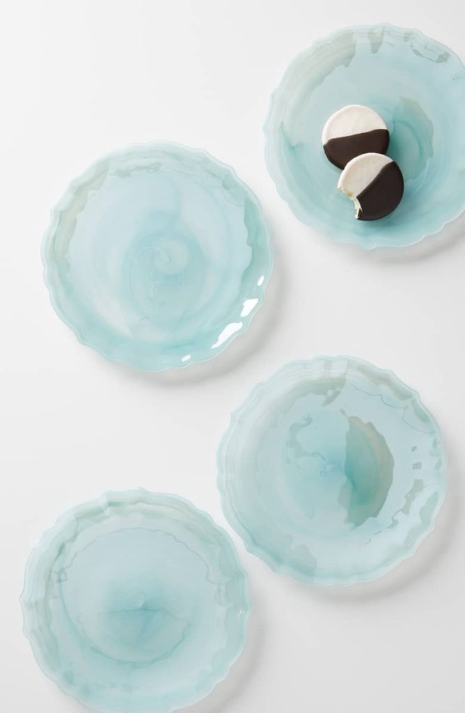 Seashell Dishes, 2 Set, 6  Turquoise Dip Bowls, 54kibo